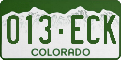 CO license plate 013ECK