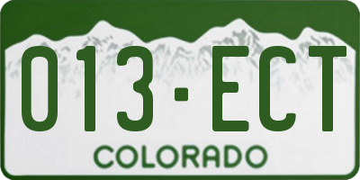 CO license plate 013ECT