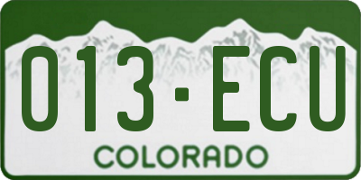CO license plate 013ECU