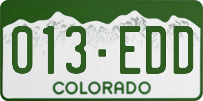 CO license plate 013EDD