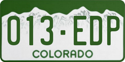 CO license plate 013EDP