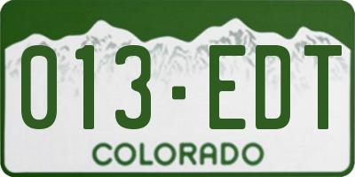 CO license plate 013EDT