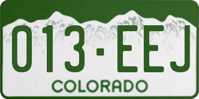 CO license plate 013EEJ
