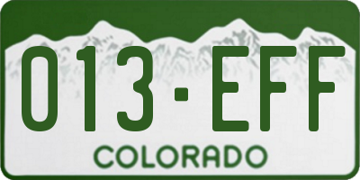 CO license plate 013EFF