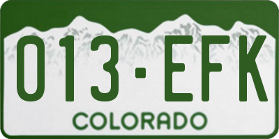 CO license plate 013EFK