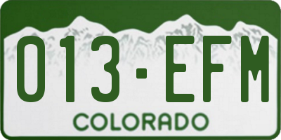CO license plate 013EFM