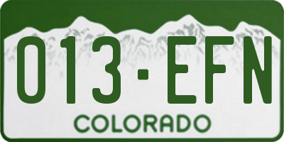 CO license plate 013EFN