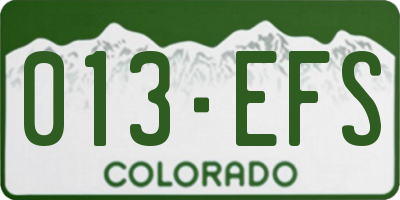 CO license plate 013EFS