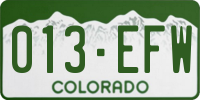CO license plate 013EFW