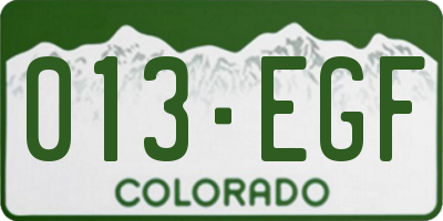 CO license plate 013EGF