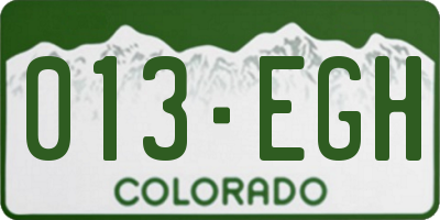 CO license plate 013EGH