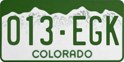 CO license plate 013EGK