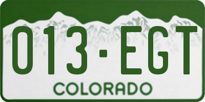 CO license plate 013EGT
