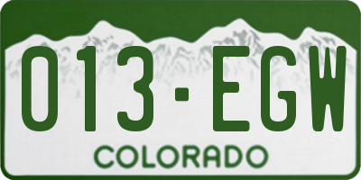 CO license plate 013EGW