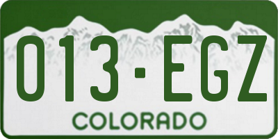 CO license plate 013EGZ