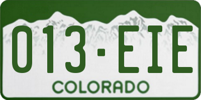 CO license plate 013EIE