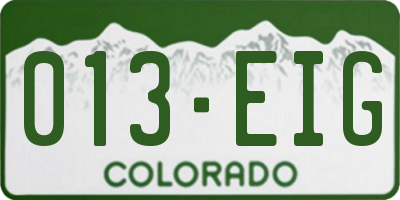 CO license plate 013EIG