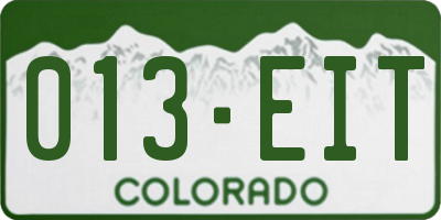 CO license plate 013EIT