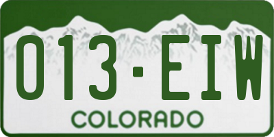 CO license plate 013EIW