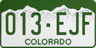 CO license plate 013EJF