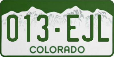 CO license plate 013EJL
