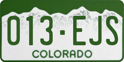 CO license plate 013EJS