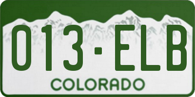 CO license plate 013ELB