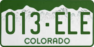 CO license plate 013ELE