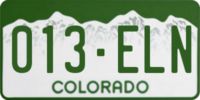 CO license plate 013ELN