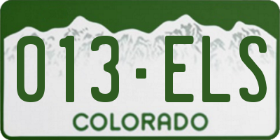 CO license plate 013ELS