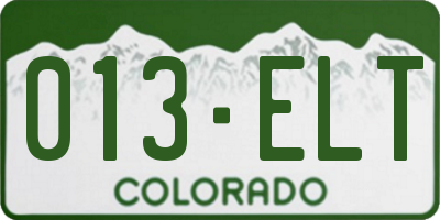 CO license plate 013ELT