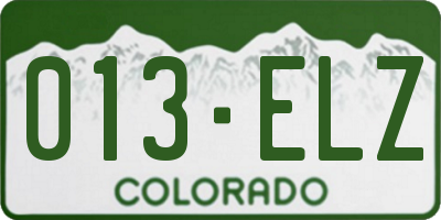 CO license plate 013ELZ