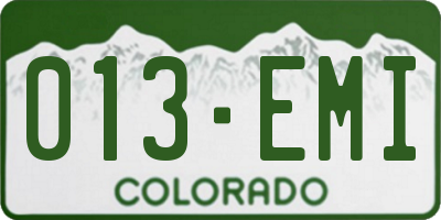 CO license plate 013EMI