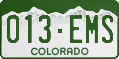 CO license plate 013EMS