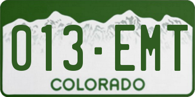 CO license plate 013EMT