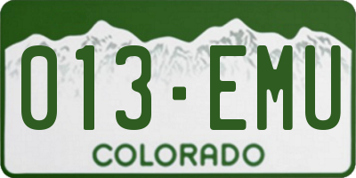 CO license plate 013EMU