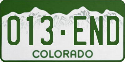 CO license plate 013END