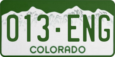 CO license plate 013ENG