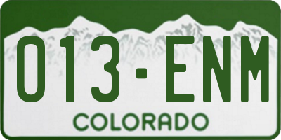 CO license plate 013ENM
