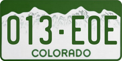CO license plate 013EOE