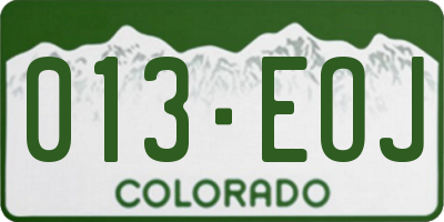 CO license plate 013EOJ