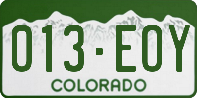 CO license plate 013EOY
