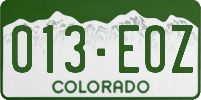 CO license plate 013EOZ