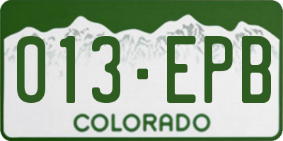 CO license plate 013EPB