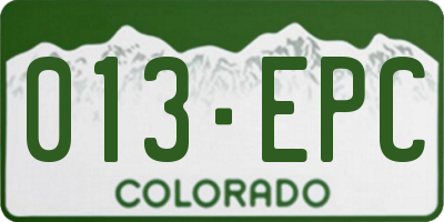 CO license plate 013EPC