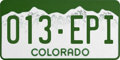CO license plate 013EPI