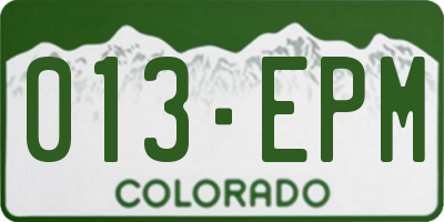 CO license plate 013EPM