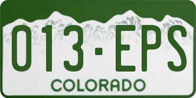 CO license plate 013EPS