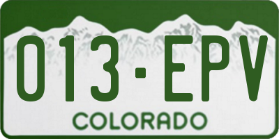 CO license plate 013EPV