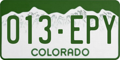 CO license plate 013EPY